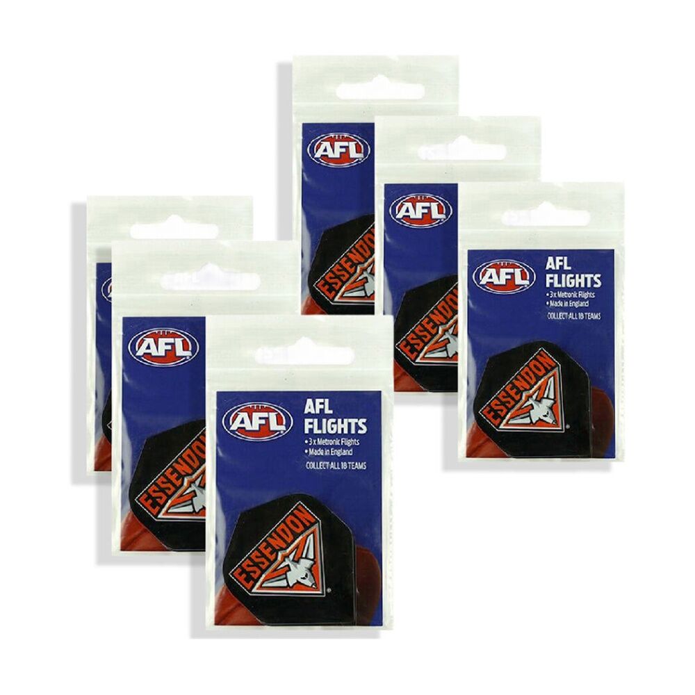 6x 3pc AFL Dart Flights Essendon Bombers Team Design Metronic England Made