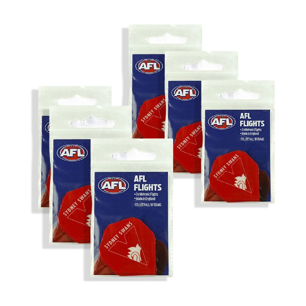 6x 3pc AFL Dart Flights Sydney Swans Team Design Metronic Pack England Made