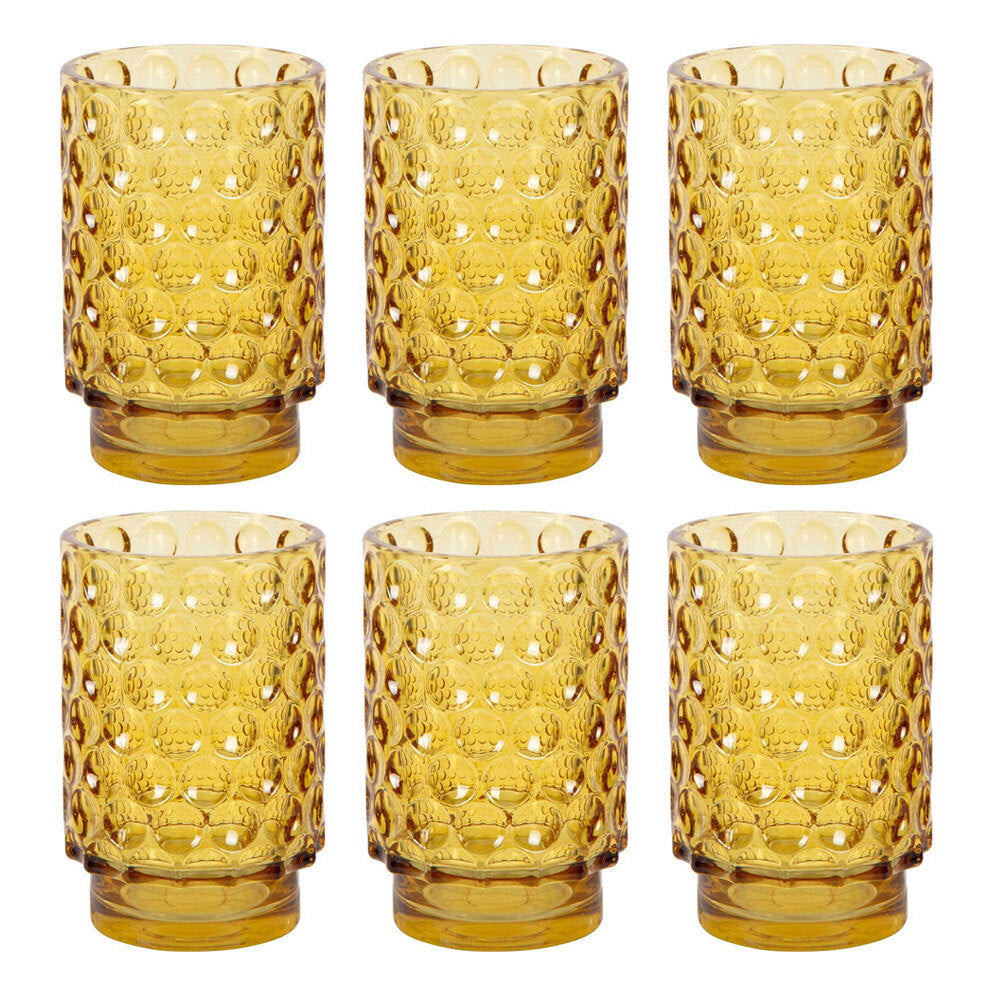 6PK Belle Targa Glass Tealight Holder Large 13cm - Sienna