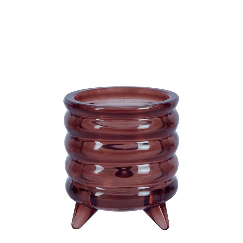 6PK Belle Ripple Glass Tealight Holder Small 8cm - Mulberry