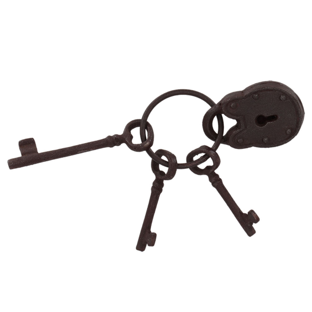Esschert Design Decorative Key Ring w/ Lock Small Cast Iron 19.8cm
