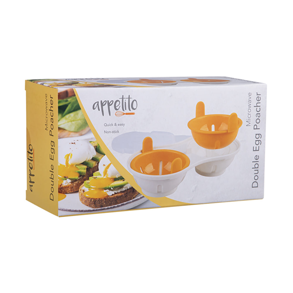 2PK Appetito Microwave Double Egg Poacher Home Kitchen Cooking