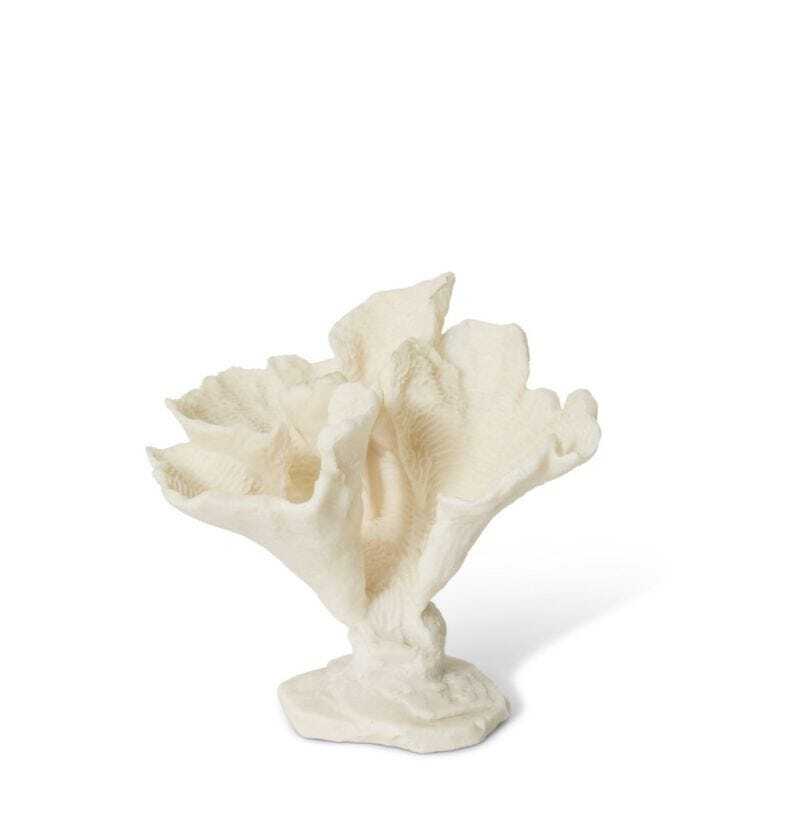 E Style 20cm Resin Coral Leaf Sculpture - White