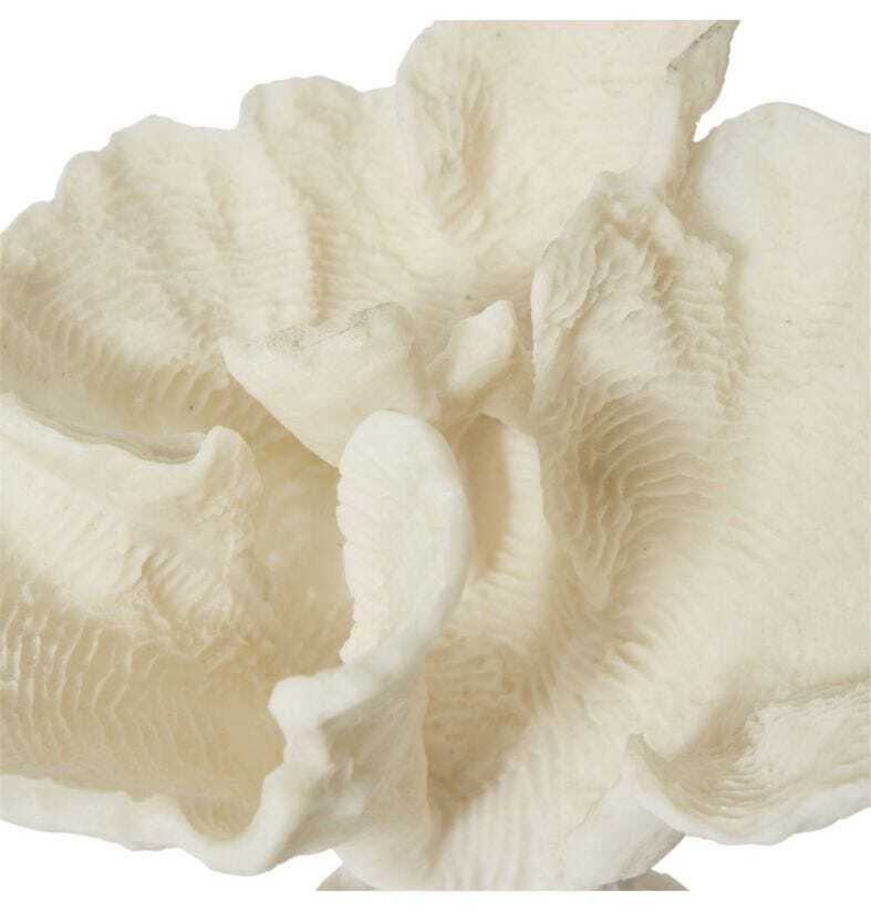 E Style 20cm Resin Coral Leaf Sculpture - White