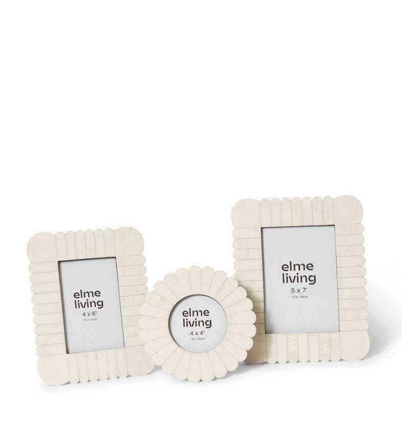 E Style Senan Resin/Glass/MDF 4x4" Photo Frame - Cream