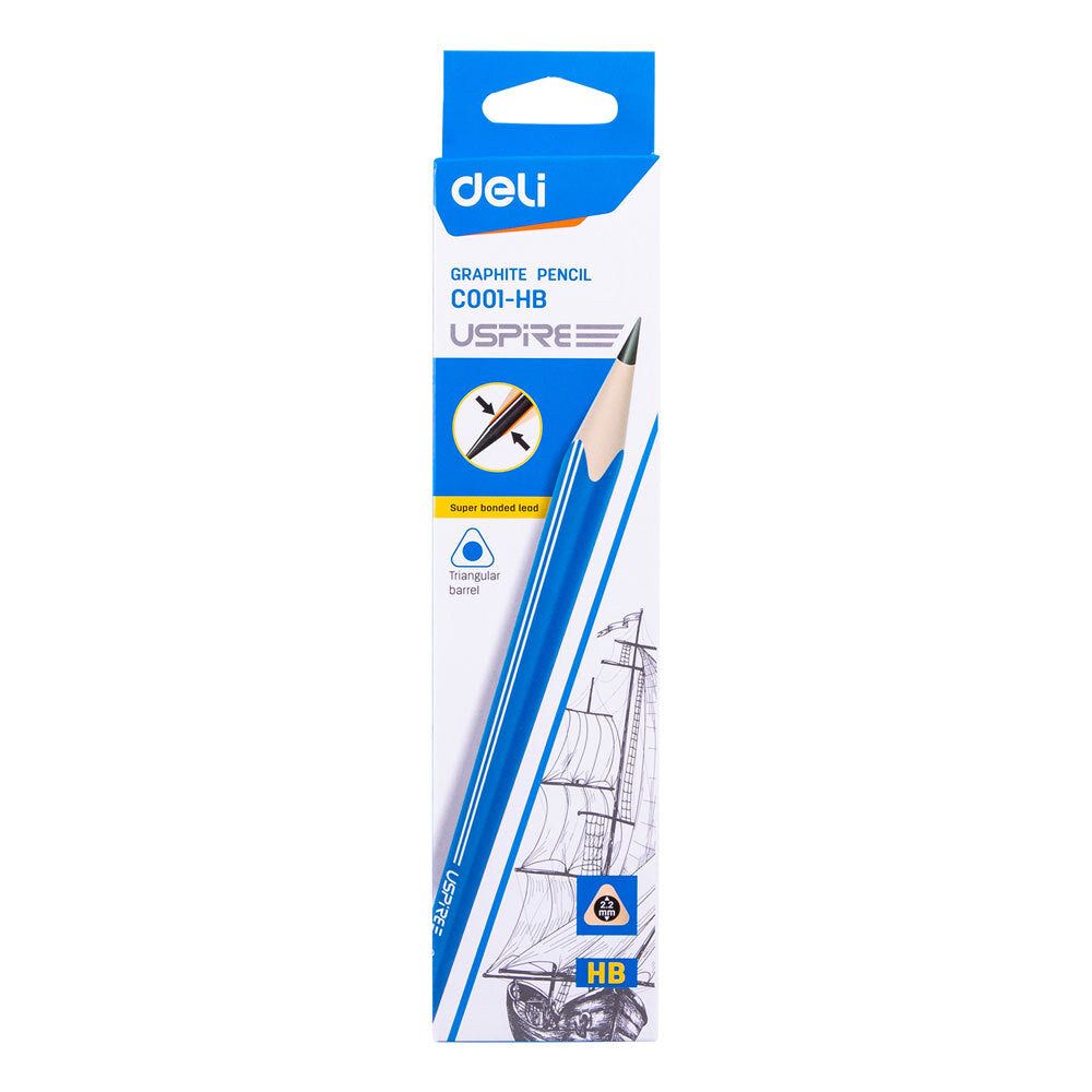 15x 12PK Deli HB Triangular Graphite Pencil With Eraser Tip