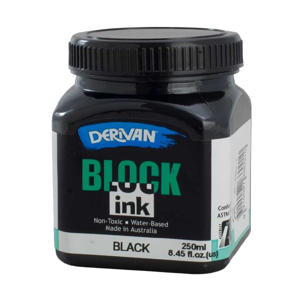 2PK Derivan Lino and Block Printing Water-Based Non-Toxic Ink 250ml Black
