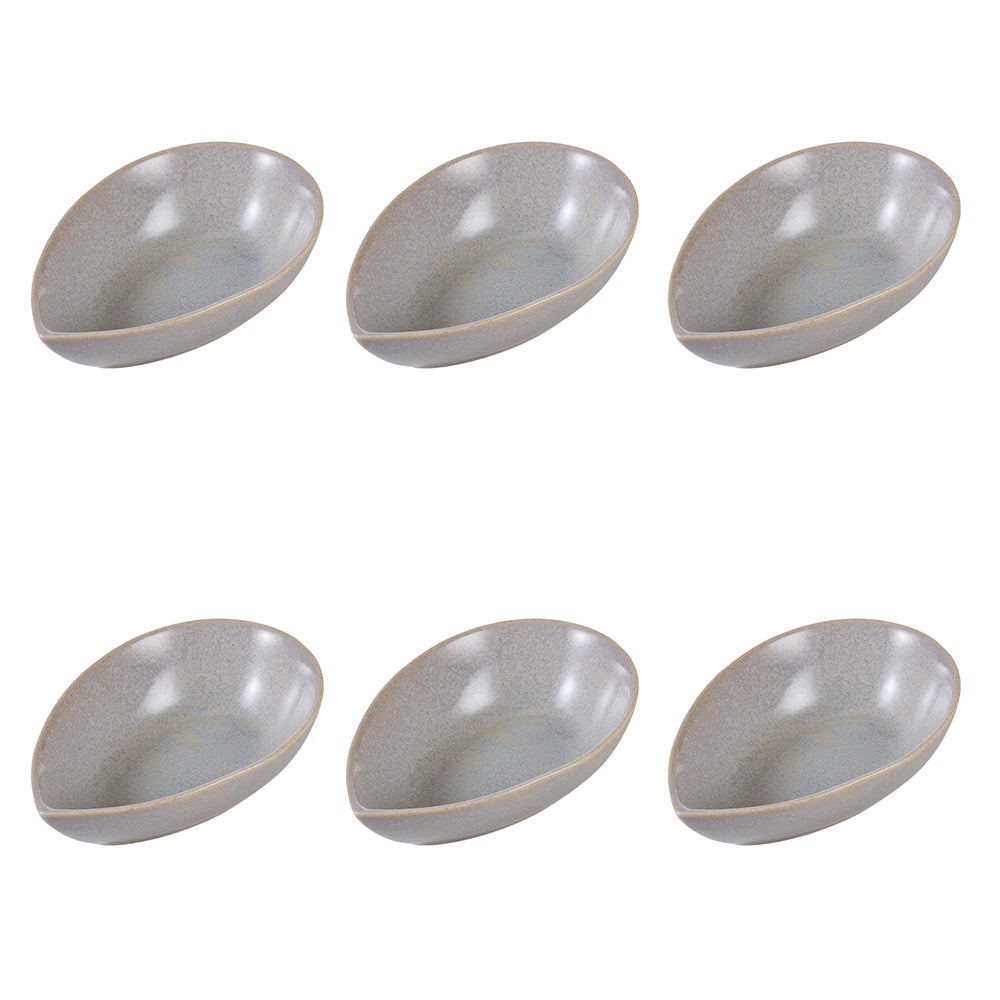 6PK Davis & Waddell Nori Porcelain Shallow Bowl 14cm/100ml - Light Grey