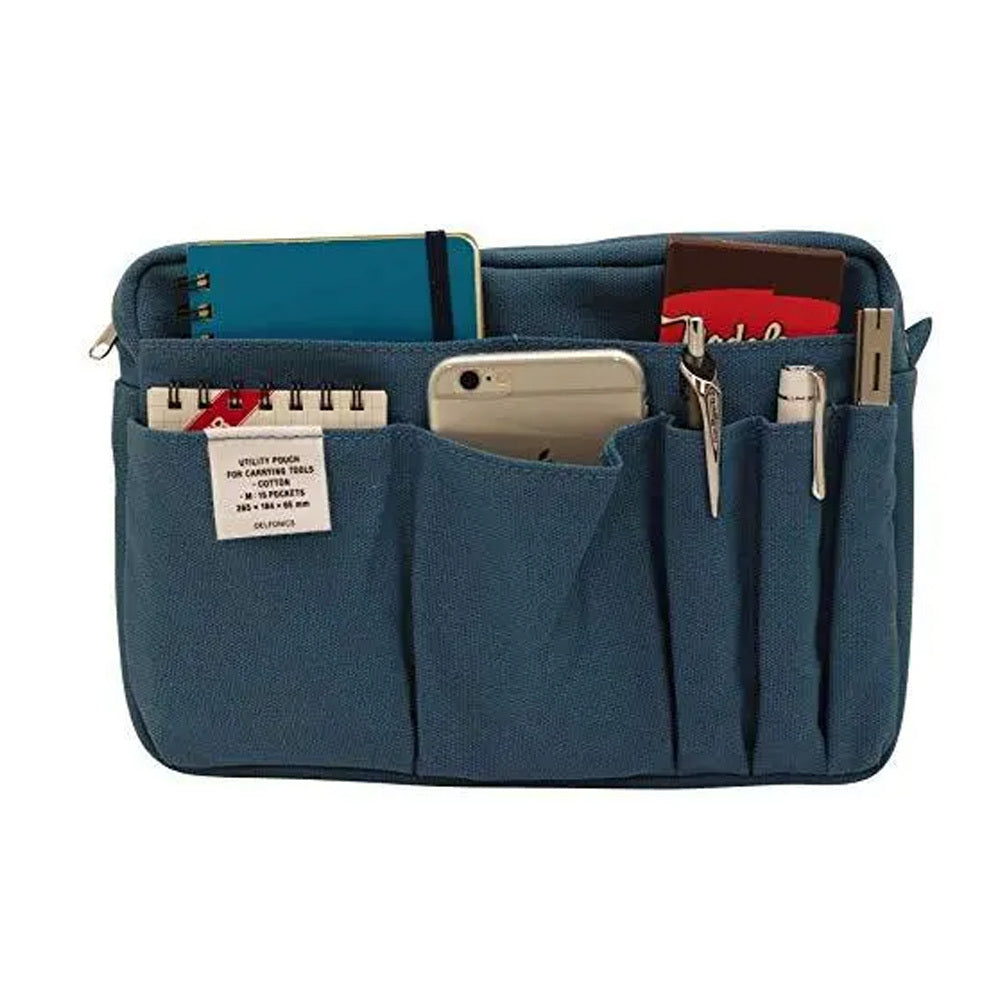 Delfonics Cotton Inner Carry Bag Pouch Medium 26.5cm - Blue Grey