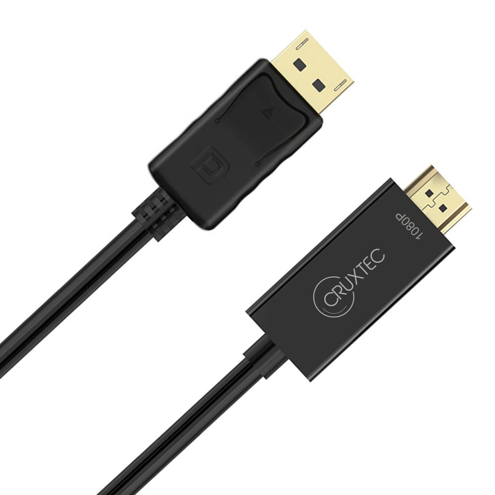 Cruxtec Displayport Male to HDMI Male Cable 4K 30Hz 2m - Black