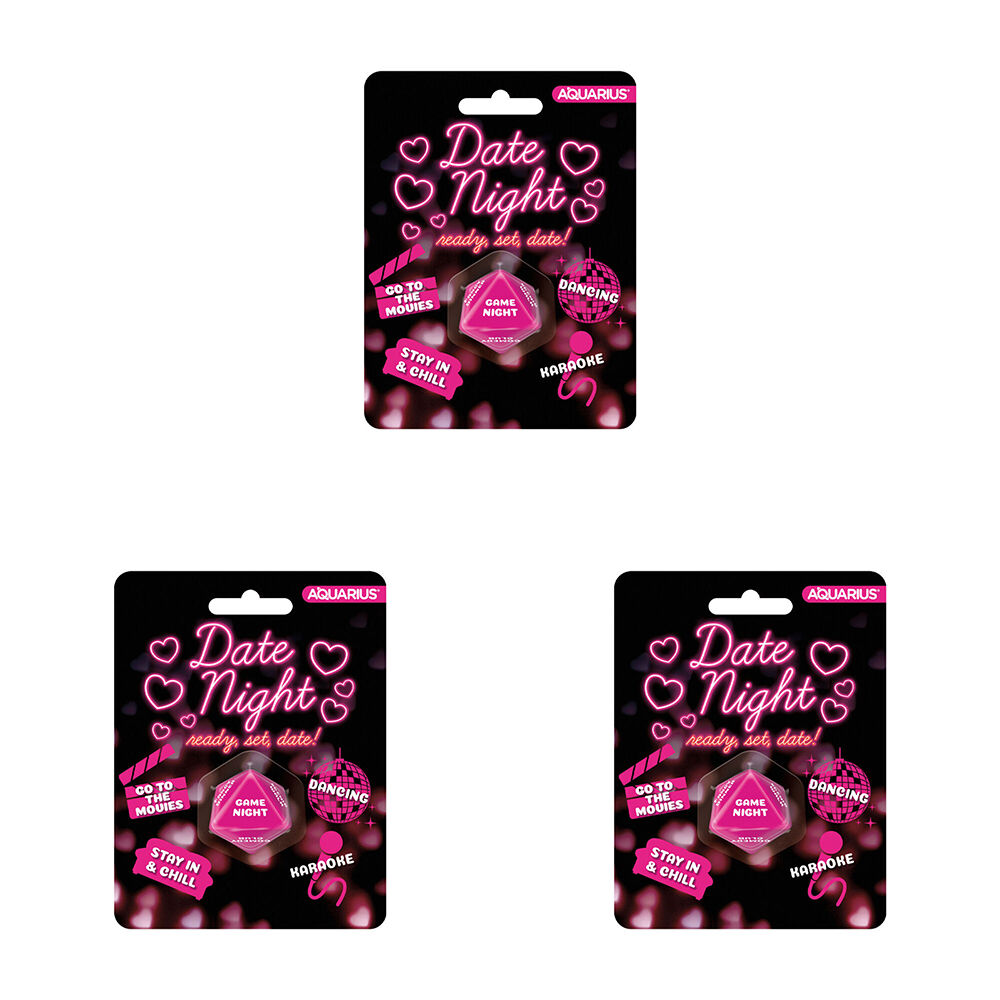 3PK Aquarius Date Night Dice 8-Sided Dice Rolling Game 8x10cm - Pink 18y+