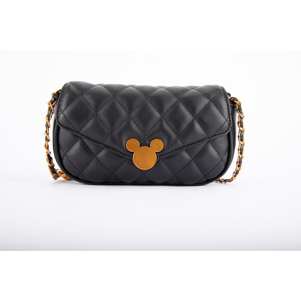 Disney Mickey Quilted PU Shoulder Handbag 20.5x13cm - Black