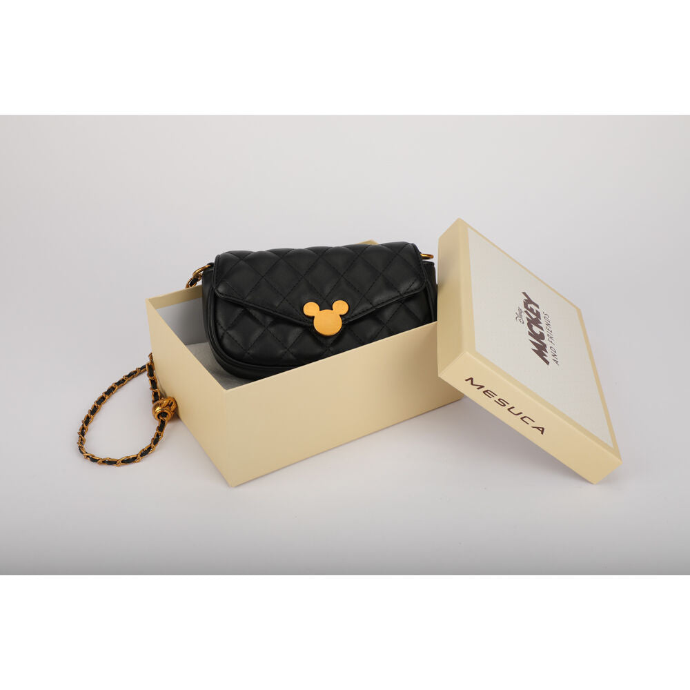 Disney Mickey Quilted PU Shoulder Handbag 20.5x13cm - Black