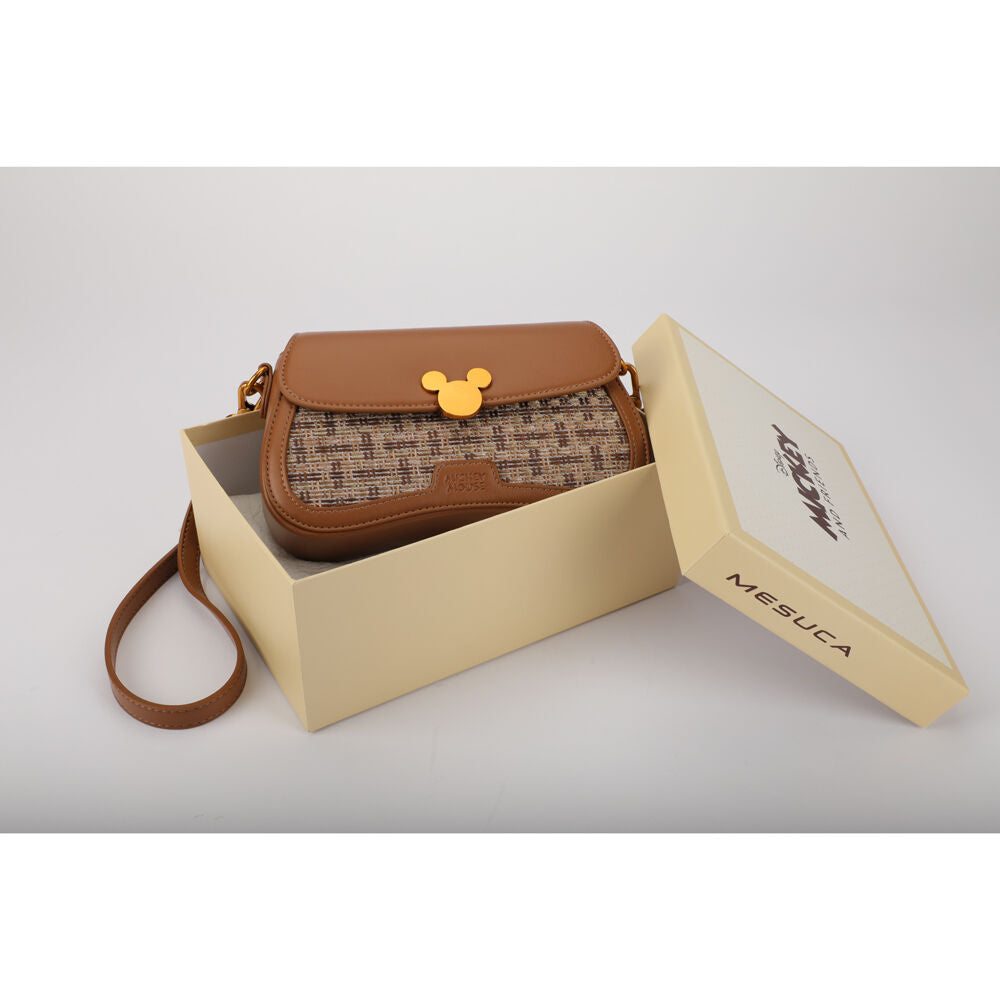 Disney Mickey PU Leather Shoulder Handbag 22x13.5cm - Brown