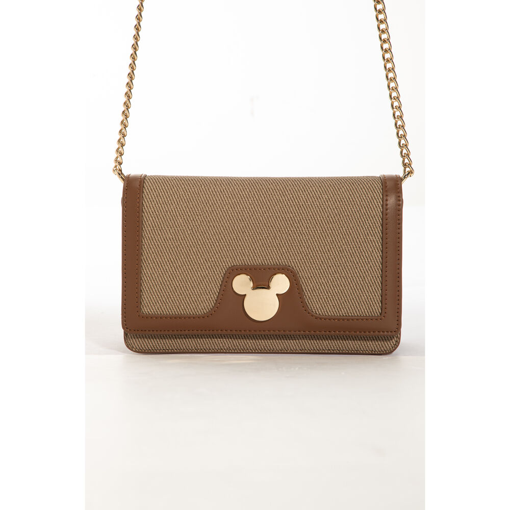Disney Mickey Canvas Shoulder Handbag 20x11cm - Light Brown
