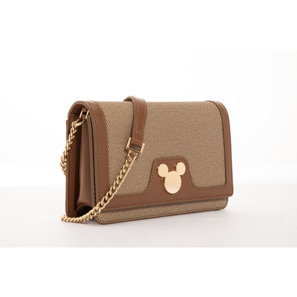 Disney Mickey Canvas Shoulder Handbag 20x11cm - Light Brown