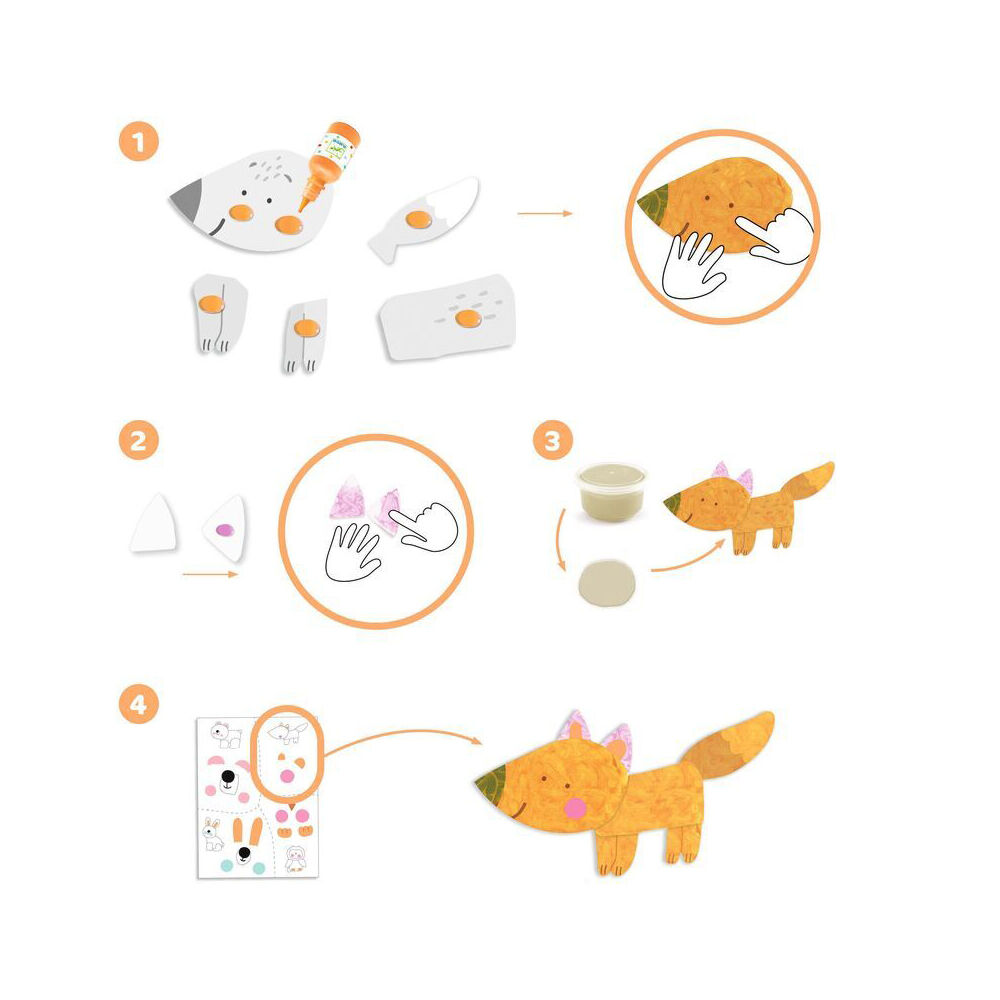 Djeco Messy Fun Animal Crafting Kids Painting Set 18m+/21x28cm Multi Coloured