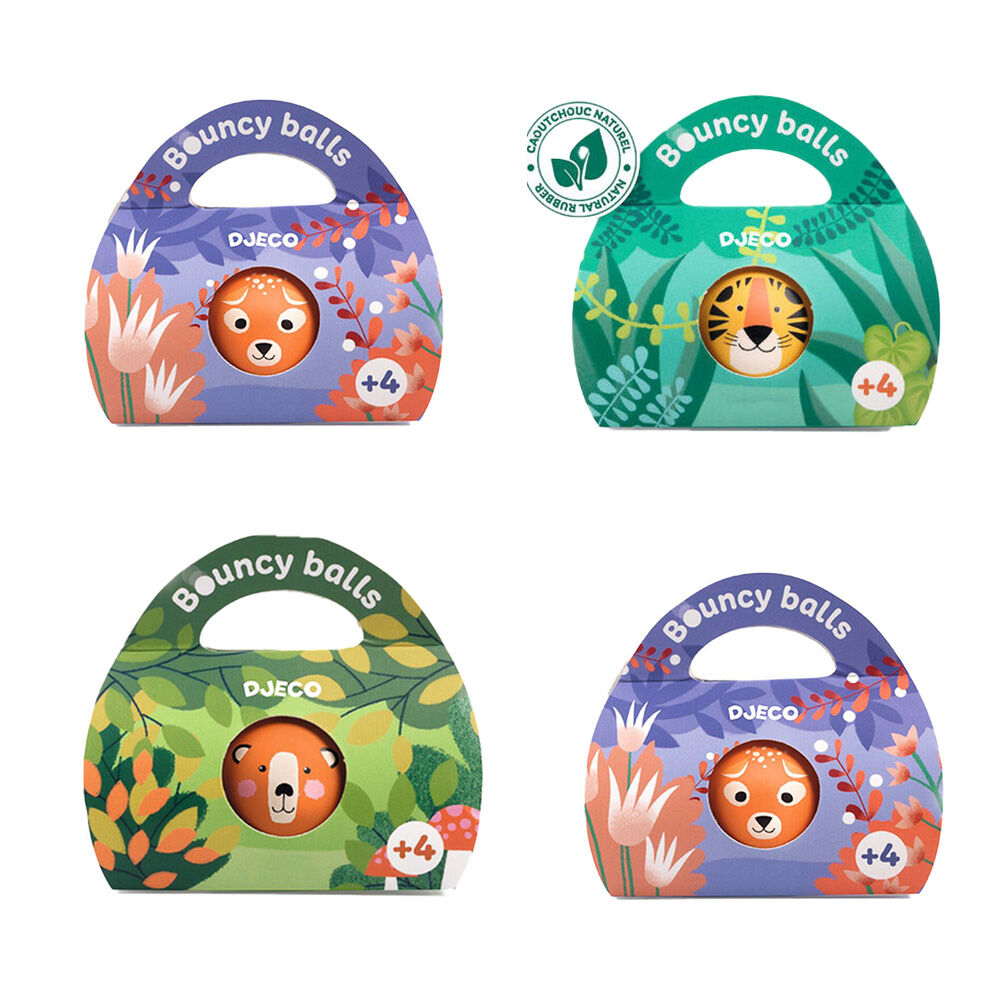 4PK Djeco Rubber Bouncing Ball 10x9cm Kids Toy - Assorted 4y+