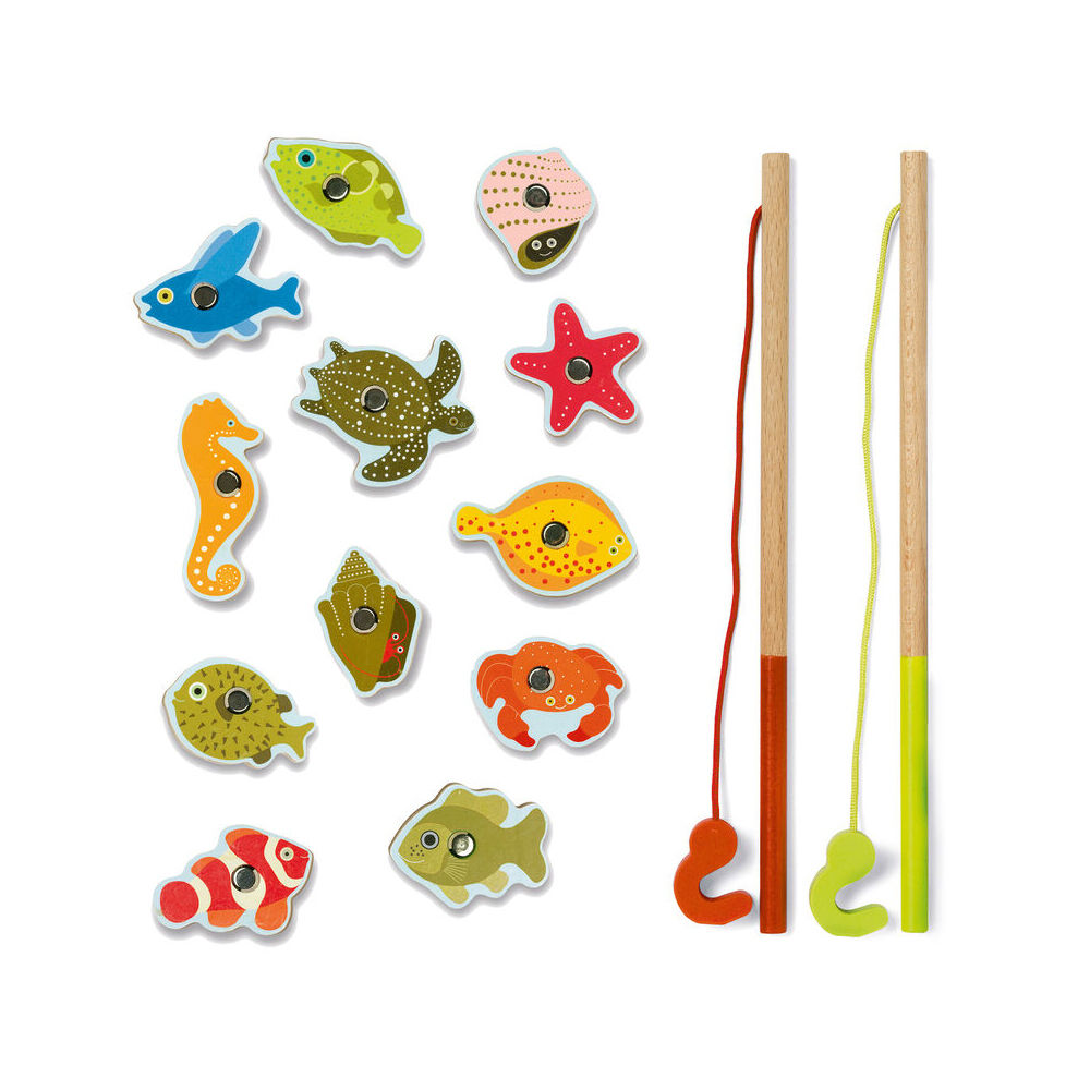 12pc Djeco Magnetic Tropical Fishing Toy Kids/Children 2y+