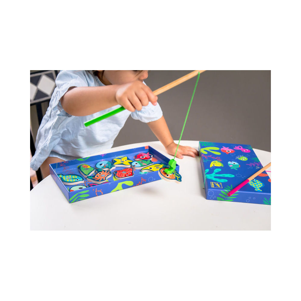 12pc Djeco Magnetic Coloured Fishing Toy Kids/Children 2y+