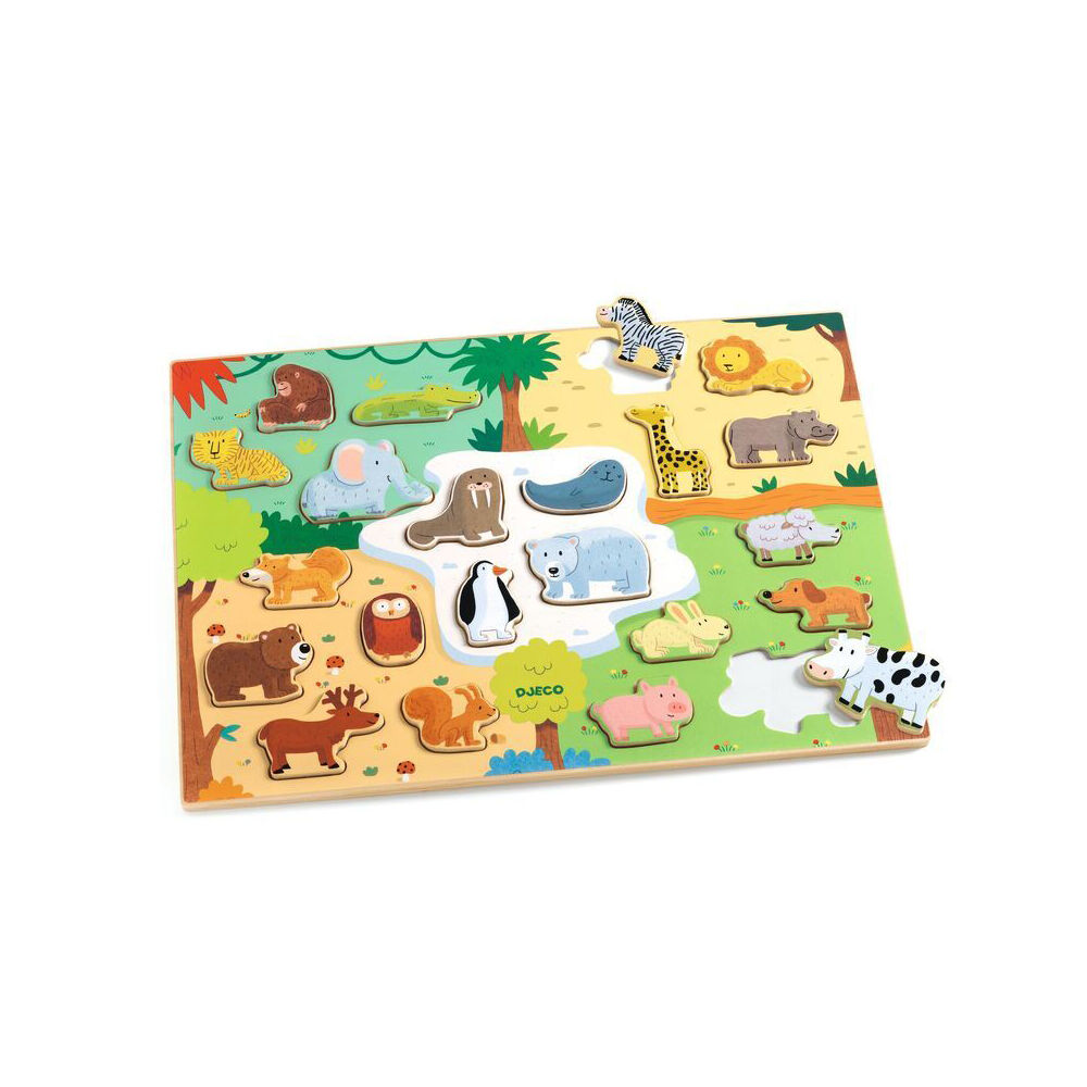 22pc Djeco Animal Wooden Puzzle 42x30cm Kids/Children Toy 2y+