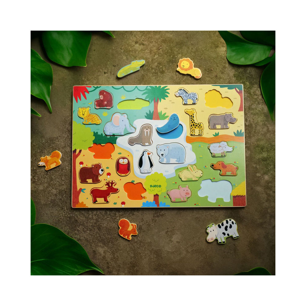 22pc Djeco Animal Wooden Puzzle 42x30cm Kids/Children Toy 2y+