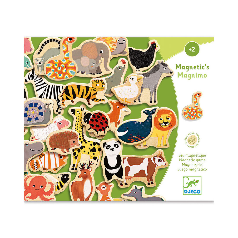 36pc Djeco Wooden Magnetic Magnimo Animal Puzzle Set 22x19.2cm Kids Toy 2y+
