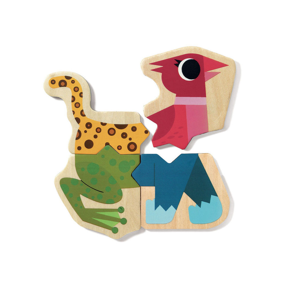 36pc Djeco Wooden Magnetic Mixanimo Animal Puzzle Set 22x19cm Kids Toy 2y+