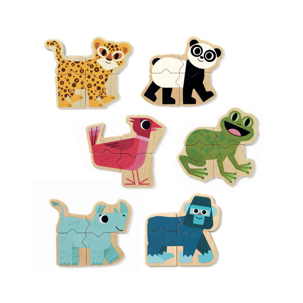 36pc Djeco Wooden Magnetic Mixanimo Animal Puzzle Set 22x19cm Kids Toy 2y+