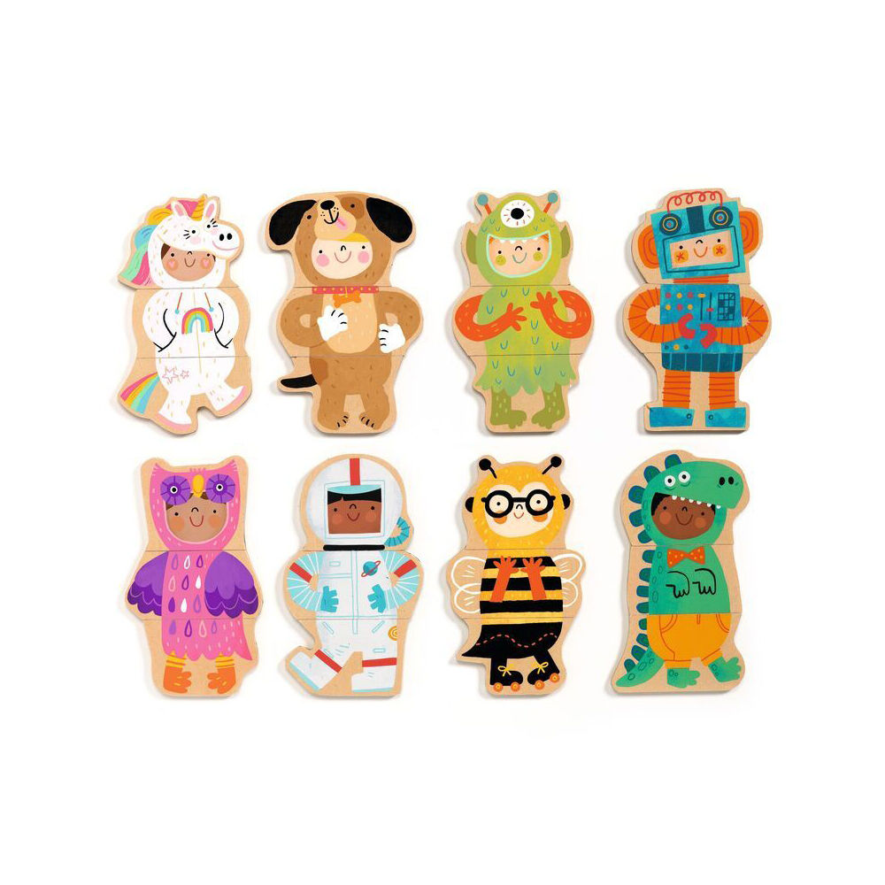 24pc Djeco Wooden Magnetic Fancy Dress Up Puzzle Set Kids Toy 2y+