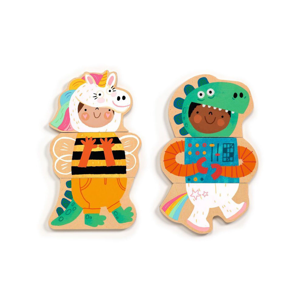 24pc Djeco Wooden Magnetic Fancy Dress Up Puzzle Set Kids Toy 2y+