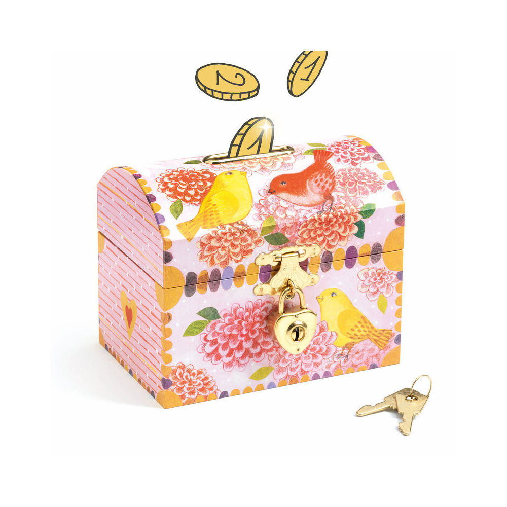 Djeco 13.6cm Birds Money Box Cash Saving Wooden Piggy Bank 4y+