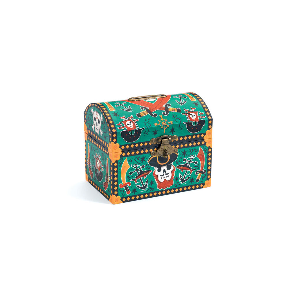 Djeco 13.6cm Pirates Money Box Cash Saving Wooden Piggy Bank 4y+