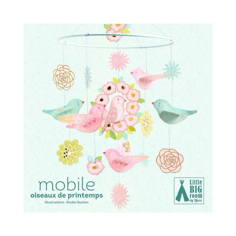 Djeco Spring Birds Paper Mobile Nursery Room 21cm Hanging Decor 0m+