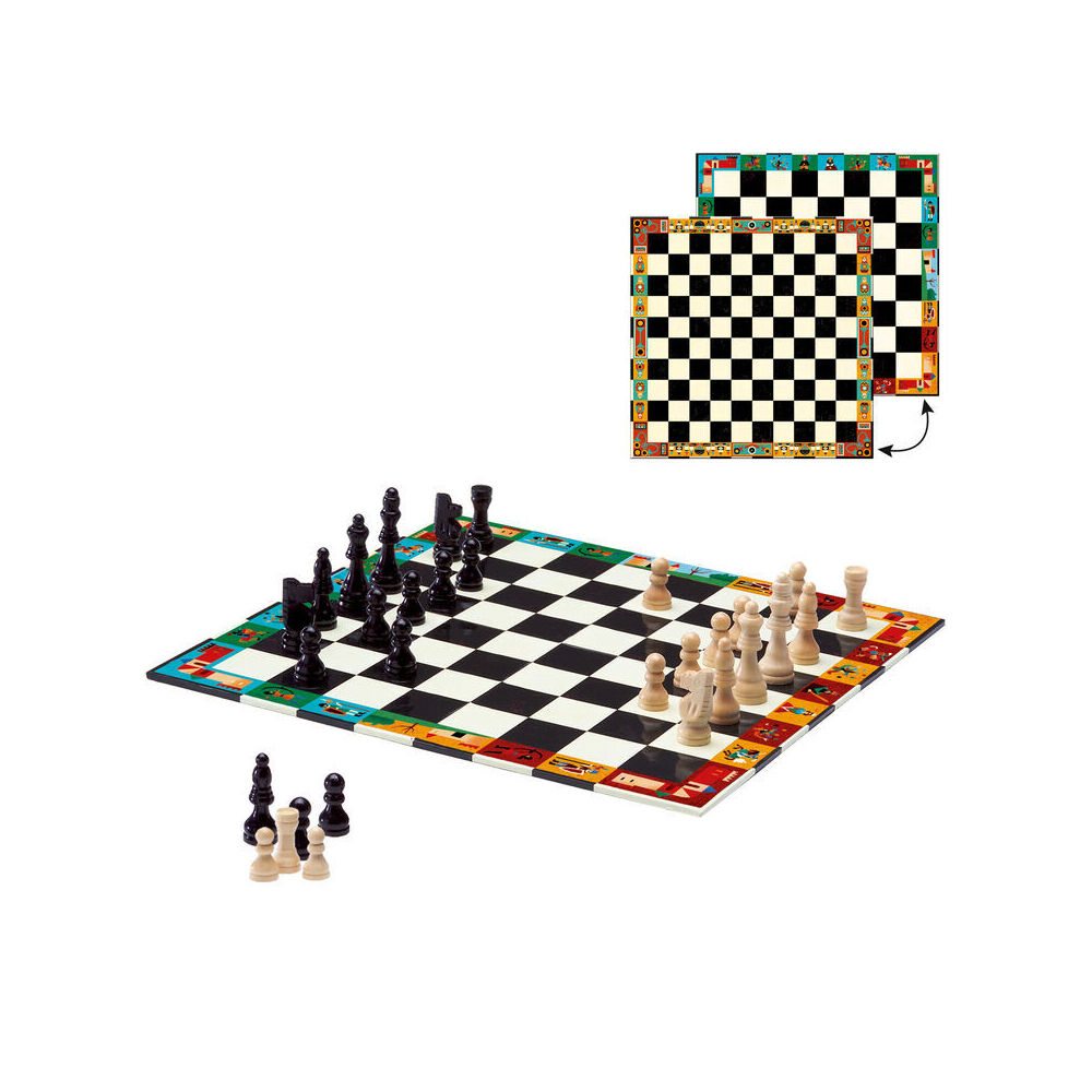 Djeco Chess & Checkers Kids 15.5x20cm Board Game Fun Play 6y+