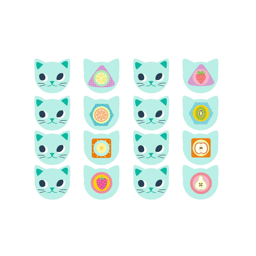 35pc Djeco Greedy Cats Tea & Biscuit Set Round Tub Kids Pretend Toy 18m+