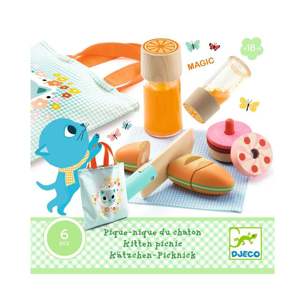 Djeco Kitten's Picnic Kids Pretend Play Toy Set 18m+
