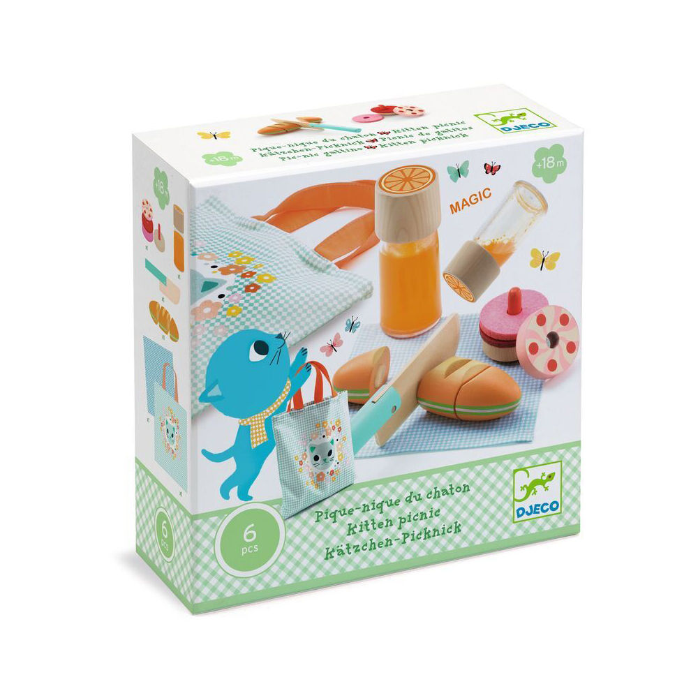 Djeco Kitten's Picnic Kids Pretend Play Toy Set 18m+