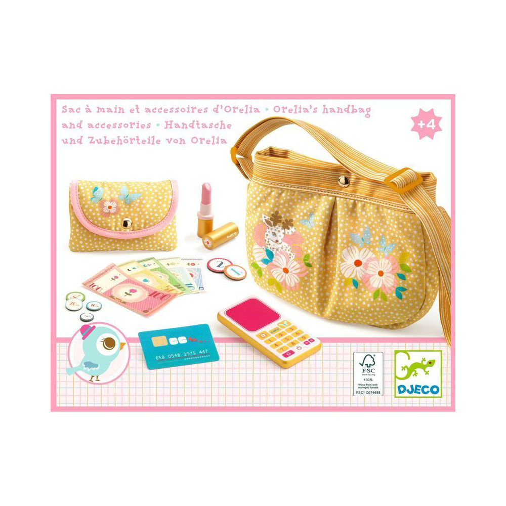 16pc Djeco Orelia's Handbag & Accessories Kids Pretend Play Toy Set 4y+