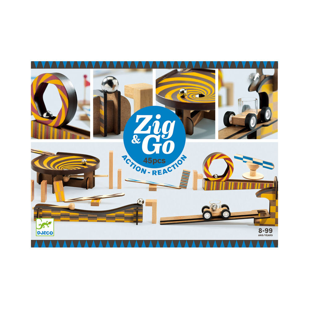 45pc Djeco Zig & Go w/ Wooden Domino Kids 33x25cm Play Toy Set 8y+