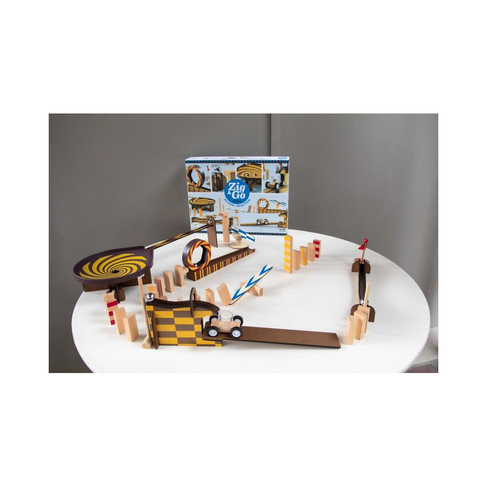 45pc Djeco Zig & Go w/ Wooden Domino Kids 33x25cm Play Toy Set 8y+