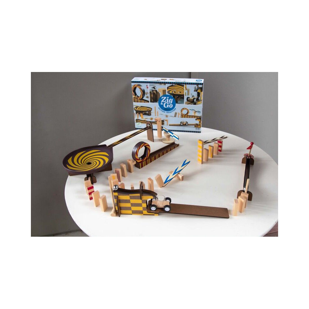 45pc Djeco Zig & Go w/ Wooden Domino Kids 33x25cm Play Toy Set 8y+