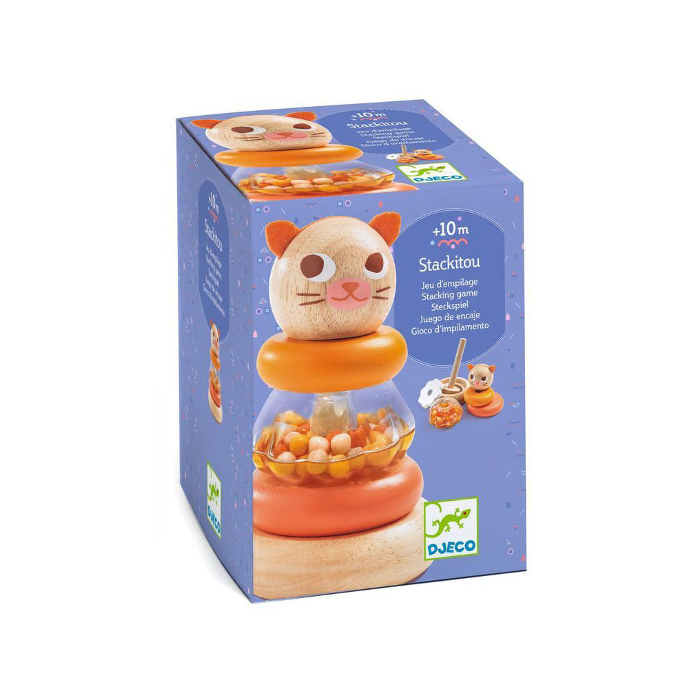 Djeco Wooden Stackitou Cat Stacker Kids Educational Toy 10m+