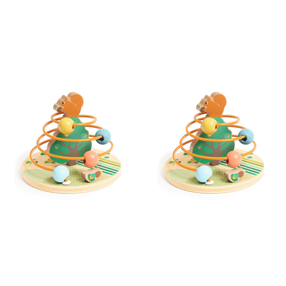 2PK Djeco Squirrel Bead Frame Activity RollNut 17x17cm Toy Kids 18m+