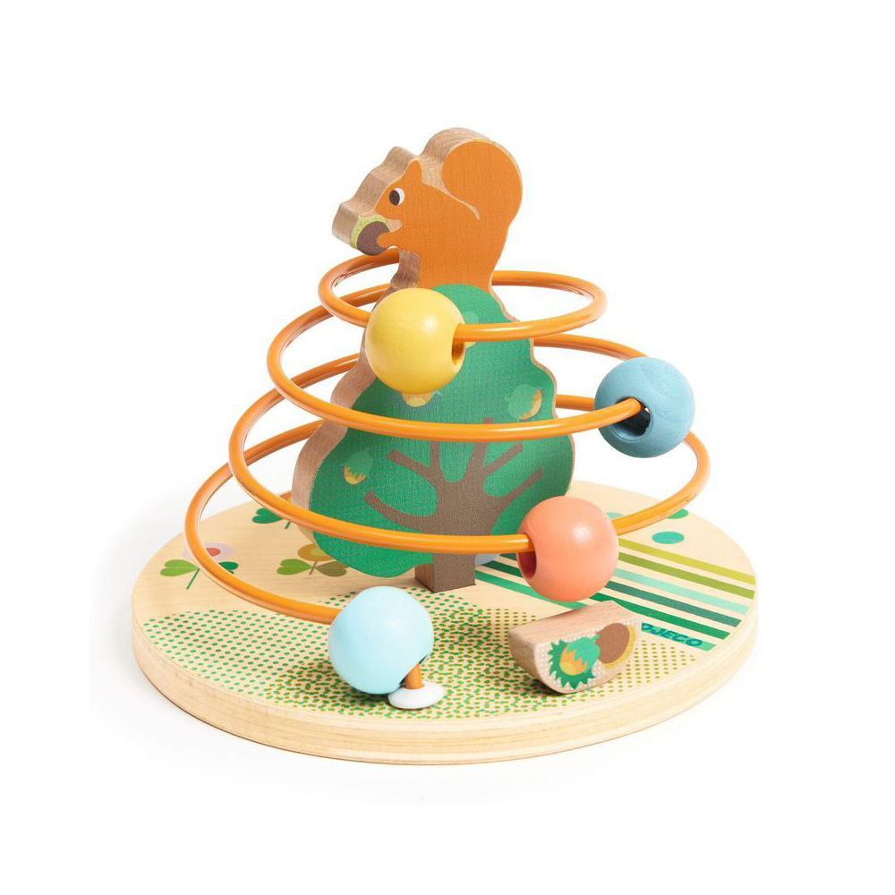 2PK Djeco Squirrel Bead Frame Activity RollNut 17x17cm Toy Kids 18m+