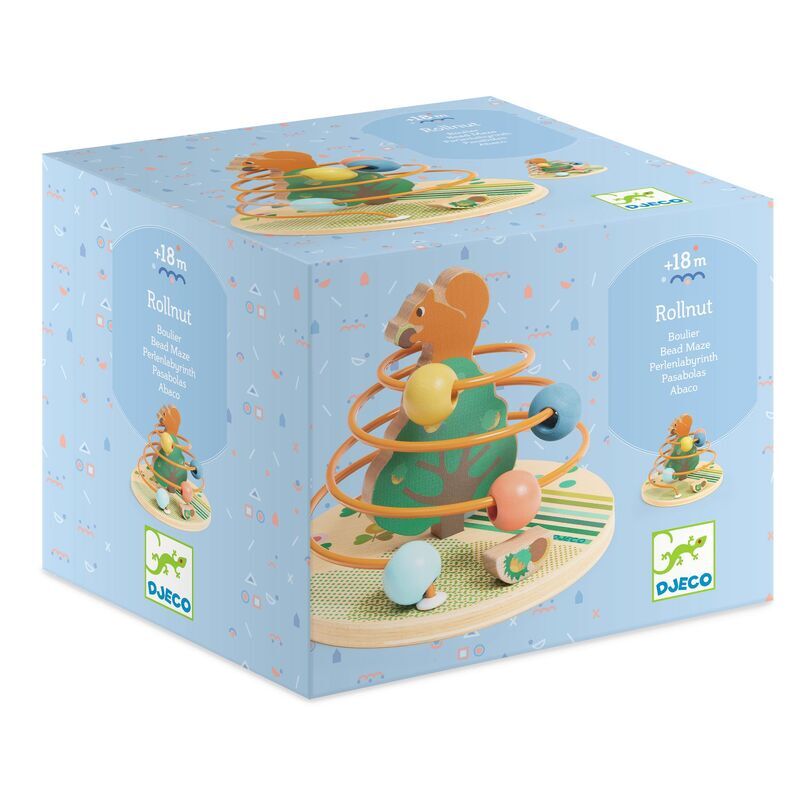 2PK Djeco Squirrel Bead Frame Activity RollNut 17x17cm Toy Kids 18m+