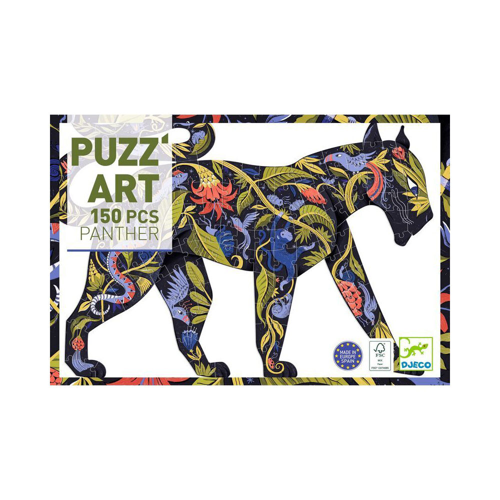 150pc Djeco Panther Shaped Art Puzzle Game 62x47cm 6y+