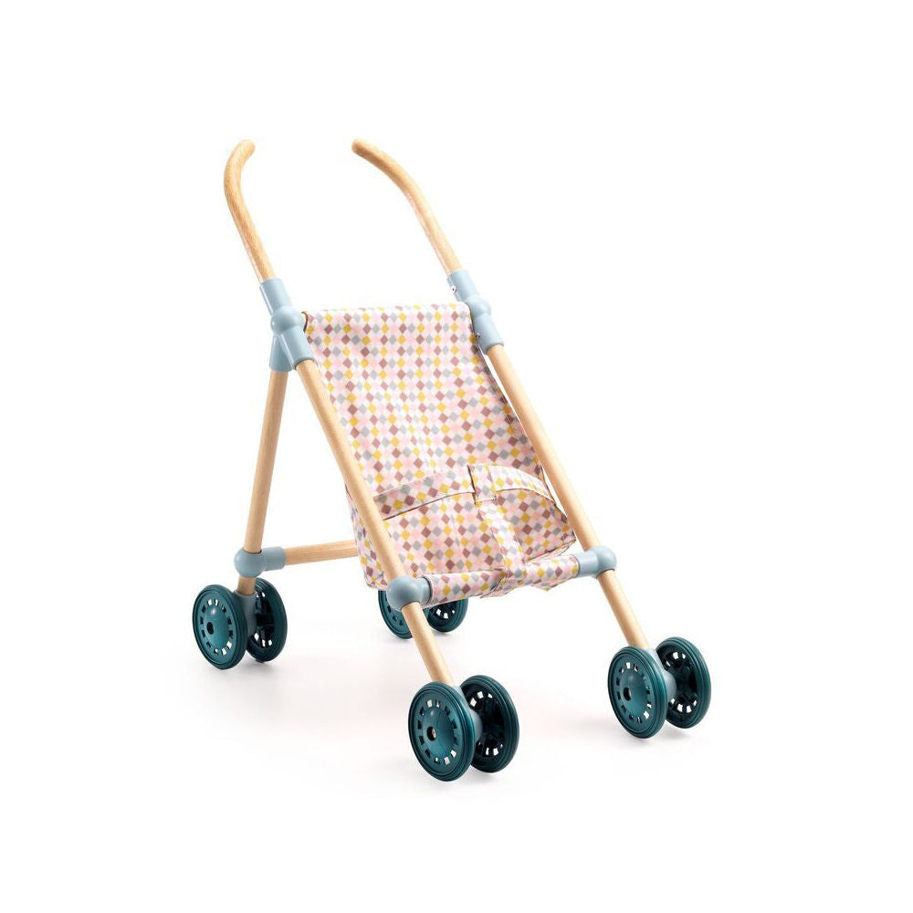 Djeco 44cm Wooden Doll Umbrella Stroller Play Accessory 18m+