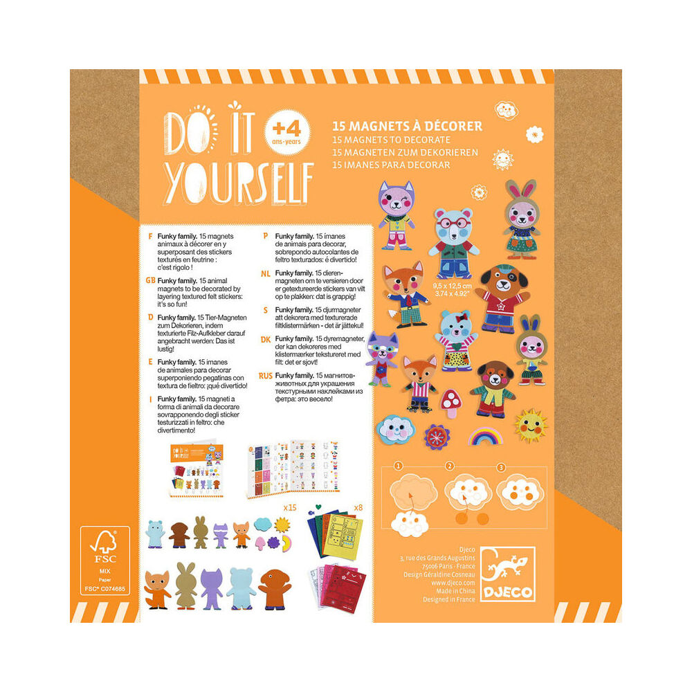 Djeco Do It Yourself Funky Family Magnets Kids DIY Kit 4y+