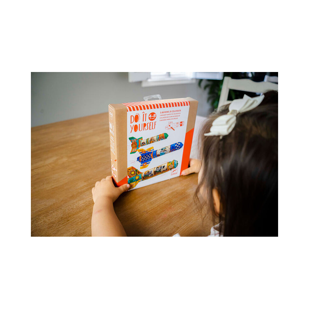 2PK Djeco Do It Yourself To The Sky Rockets Colour & Inflate Kids Craft 4y+